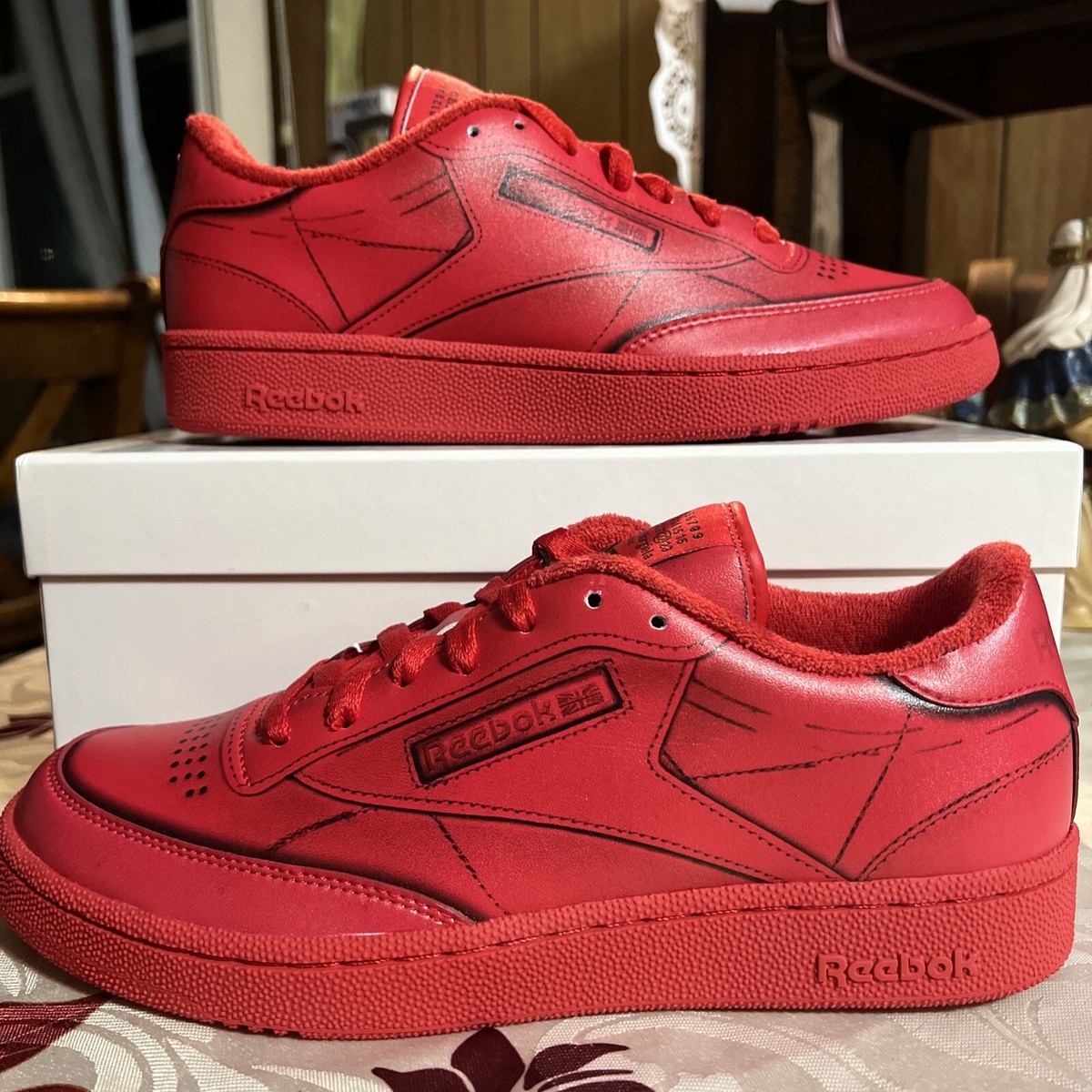 Reebok Club C x Maison Margiela Vector Red / Size 8.5 | eBay