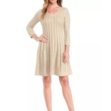 eliza j tan v neck cable knit sweater dress