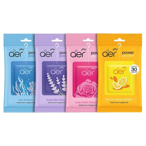Godrej aer Power Pocket | Bathroom Freshener Assorted Pack Of 4 (40G) free shipp - Picture 6 of 6
