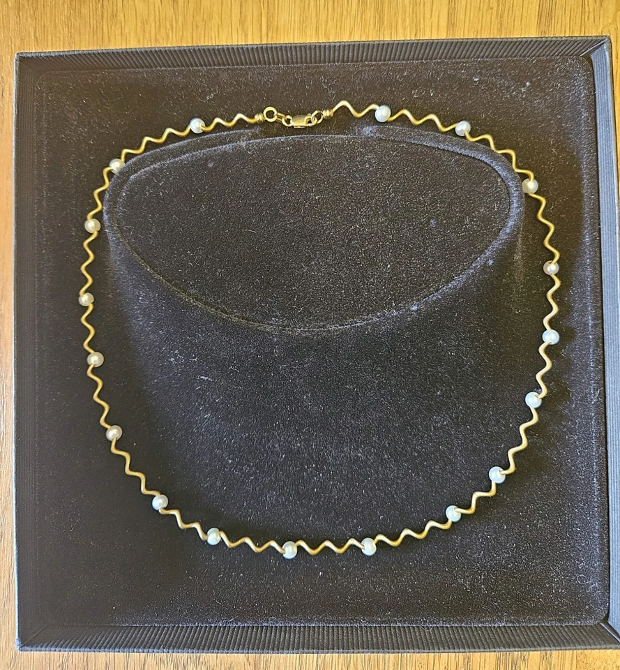 Goldkette 585 mit kleinen Perlen,  Super  Design - Bild 2 von 4
