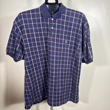 vtg Tommy Hilfiger Polo Shirt Mens L Plaid Crest Logo Pique 90's y2k Thick Soft