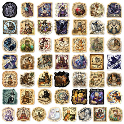 50 magische Katzen Hexen Katze klein wasserdicht Vinyl Aufkleber Sticker 4,3-4,8 cm