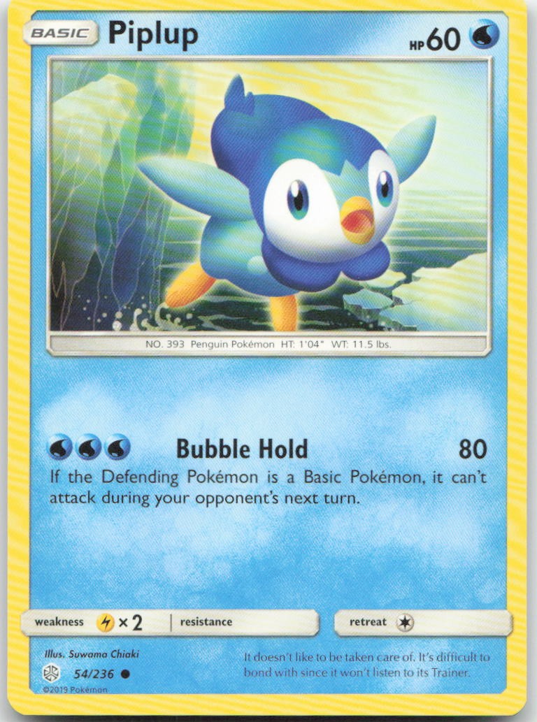 Piplup 54/236 Common Cosmic Eclipse Pokemon Moderately Played