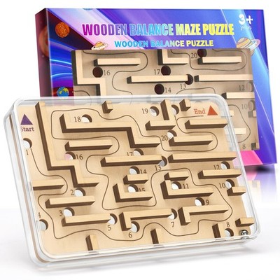 Handheld Fidget Puzzle Game for Kids and Adults - 7 x 4.5 x 1 inches, Wood 