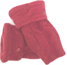 FINGERLESS GLOVES RED 100 MERINO WOOL MEDIUM - LARGE M - L MITTENS CUFFS WINTER