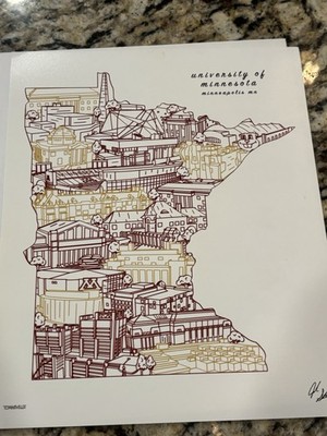 University of Minnesota Frame able Print 8x10 Campus Maroon Gold Art