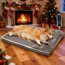 Heated Dog Bed 20x30inches Pet Heat Sofa, Soft Spine-Protecting Dog Heating P...