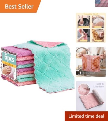 6pcs Microfiber Cleaning Cloths Super Absorbent Streak Free Quick Dry Color Code