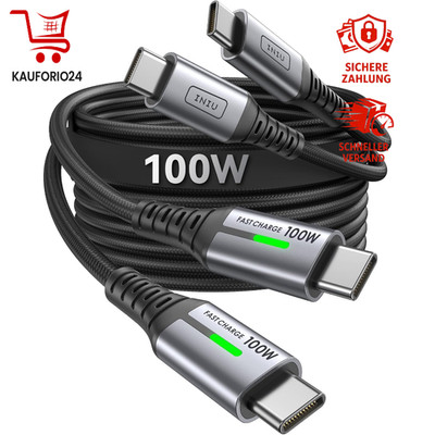 USB-C Kabel 100W 1m Nylon Schnellladekabel PD 5A QC 4.0 für iPhone MacBook