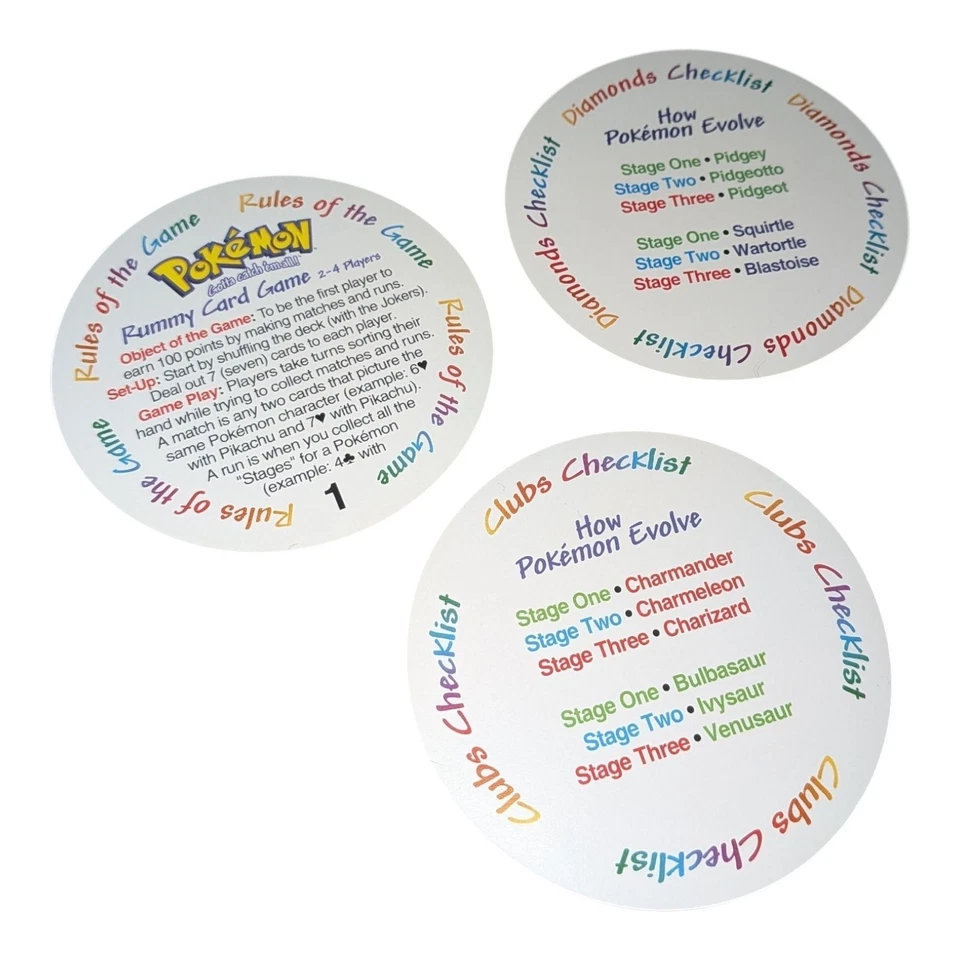 Juego de Cartas Rummy Vintage Nintendo Pokemon Redondo 1999 Pikachu Años 90 Foto 3 de 4