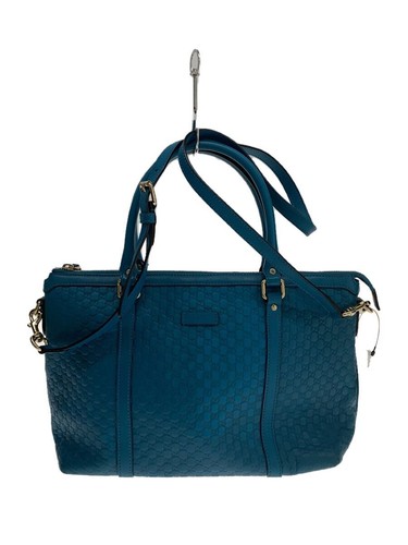GUCCI Handbag Micro GG Shima Leather BLU
