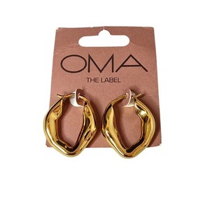 Authentic Oma The Label The Mira 18 Karat Gold-Plated Hoop Earrings NWT MSRP $99