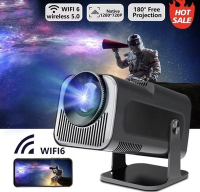 Video Projektor Full HD 720P WiFi 6 Bluetooth Mini Beamer 4K Android Heimkino