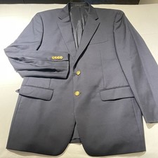 Lauren Ralph Lauren Men  s Navy Wool Twill Blazer 42R Classic Fit Gold 2-Button