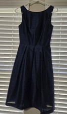  Navy Blue Pleated Fit & Flare Dress Sleeveless Midi,  Alfred Snug