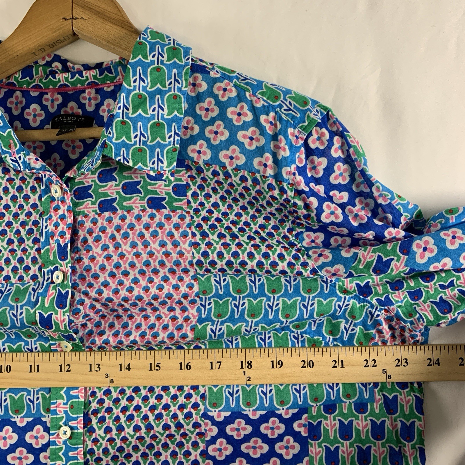 Talbots Womens Patchwork Print Button Top Sz XL P… - image 5