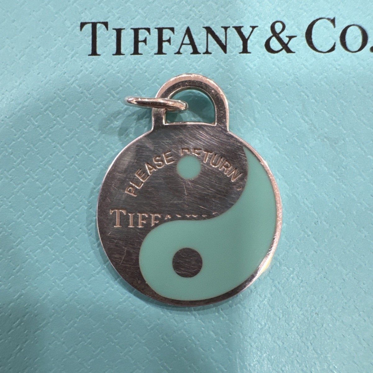 RARE Return to Tiffany & Co. Yin Yang Charm Blue Enamel Sterling