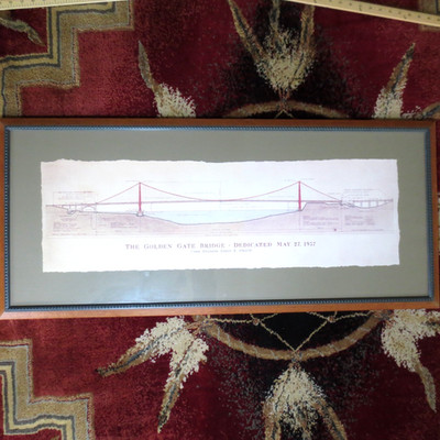 Golden Gate Bridge Architecure Rendering Blueprint San Fransisco California Wall