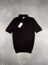 REISS Blair Merino Wool Knit Polo Shirt Mens S Burgundy
