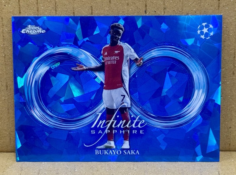 Bukayo Saka 24-25 Topps Chrome UEFA Sapphire #IS-8 Infinite Sapphire Case Hit SP