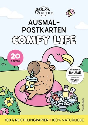 Comfy Life I 20 Ausmal-Postkarten 100% Recyclingpapier I 100% Naturliebe Reimers