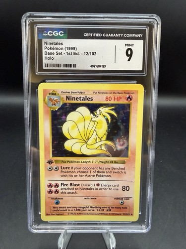 CGC 9 MINT Ninetales 12/102 Base Set 1st Edition Shadowless Holo Pokemon Card