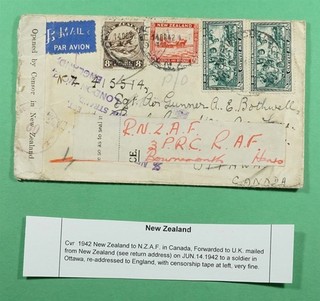 DR WHO 1942 NUOVA ZELANDA AL CANADA NZAF INOLTRATO IN INGHILTERRA SECONDA GUERRA MONDIALE CENSURATO R95265