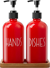 Dish Soap Dispenser for Kitchen - 16 OZ Glass Hand Soap Dispenser Set with Acaci