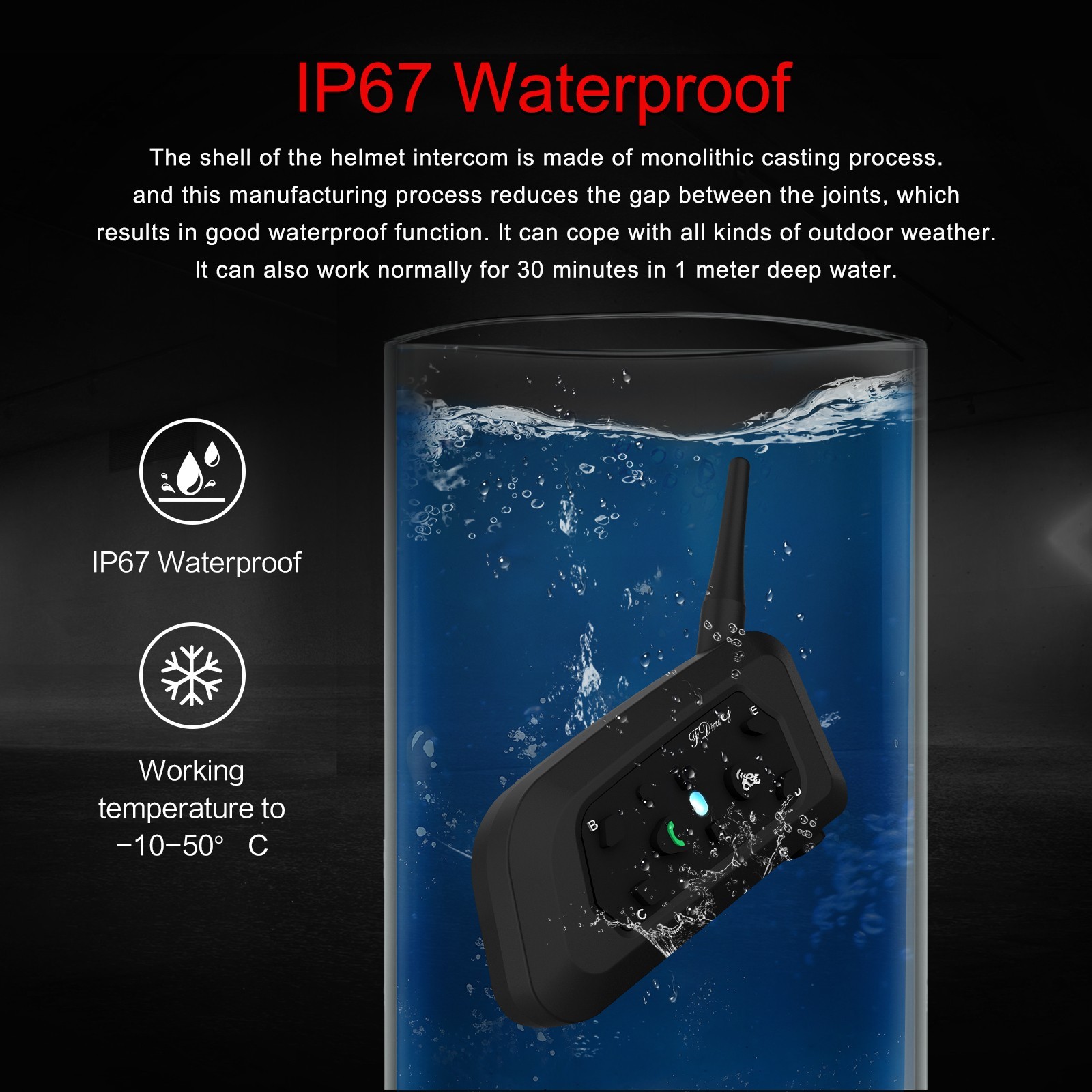 V6 Motorcycle Intercom 2Way 1200M Helmet Headset Wireless Bluetooth Speaker 2X