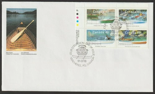 Canada #1320a, Small Craft-3, Pleasur Boats, UL PB, First Day Cover, FDC 1991
