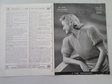 1930's Vintage Knitting Pattern Lady's Jumper  Patons Baldwins 2797  Free P & P