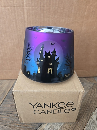 YANKEE CANDLE Halloween Scene Purple Flickering Glass Jar Shade NEW 2024 - Picture 3 of 5