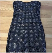 Women’s Juniors Trixxi black sequin beaded Strapless Dress little black dress
