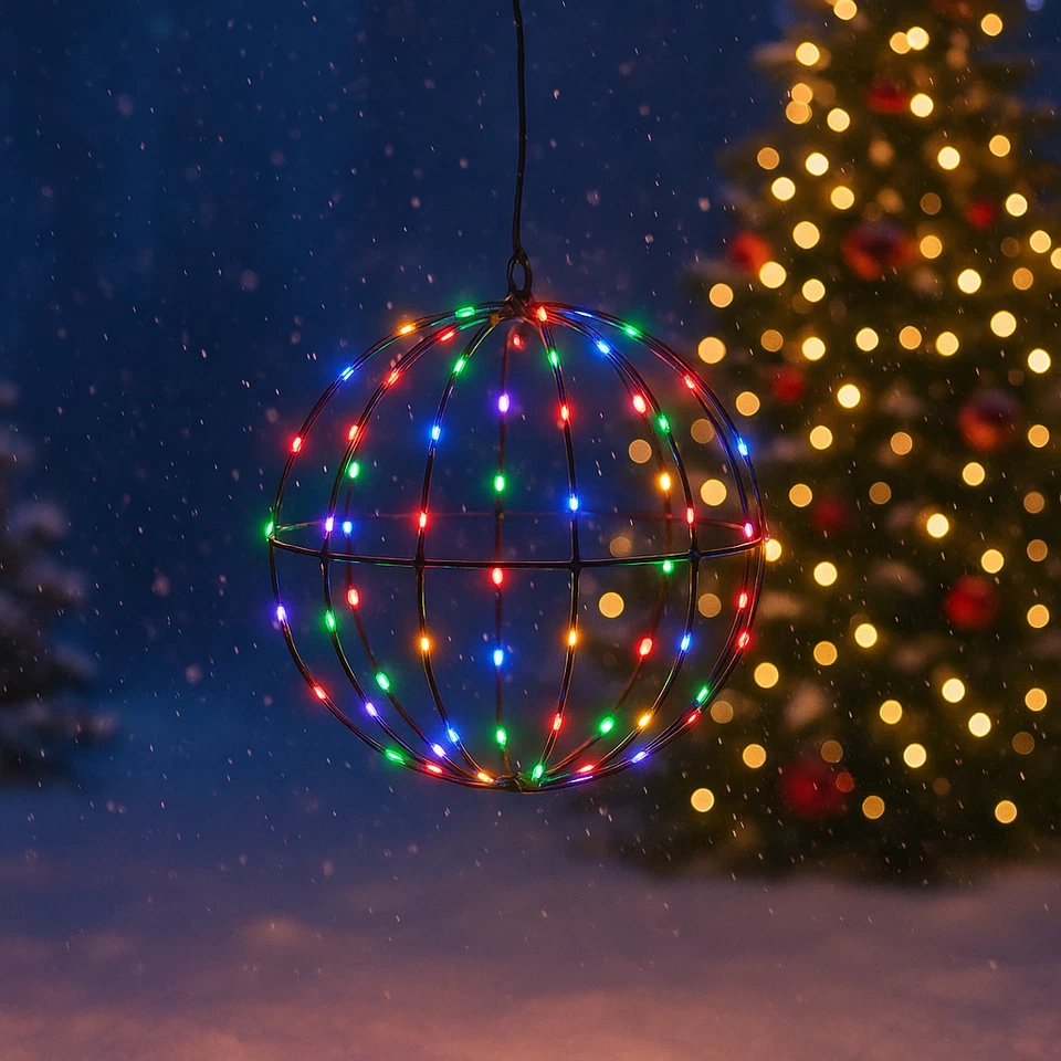 LED Drahtkugel Leuchtkugel 30 cm 140 LED Mehrfarbig faltbar  INNEN und AUßEN NEU - Bild 2 von 4