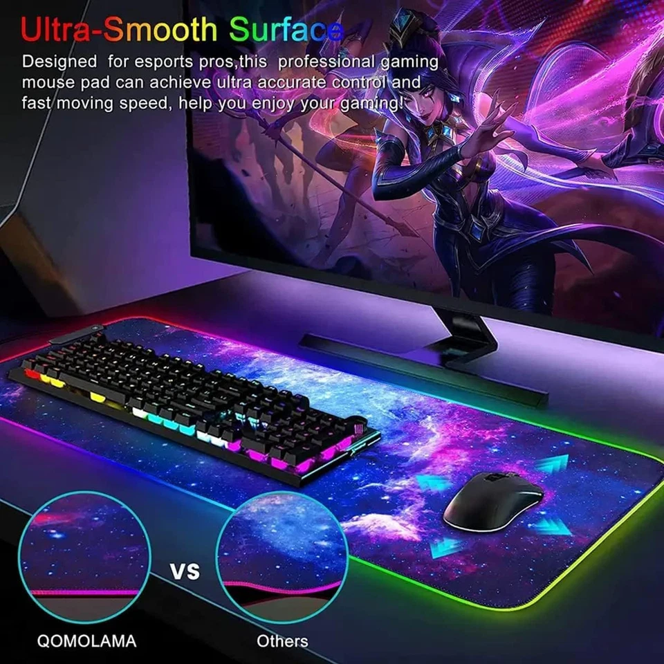 RGB Tappetino Mouse Gaming - Grande Tappetino per Mouse LED XXL 800X300Mm, 12 RG - Immagine 4 di 4