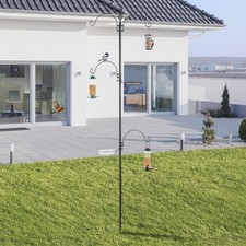 93inch Iron Bird Feeder Stand with 4 Hooks for Backyard Birds