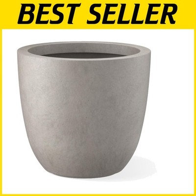 Large Round Plant Pot w/ Drainage Hole - Buff Concrete-