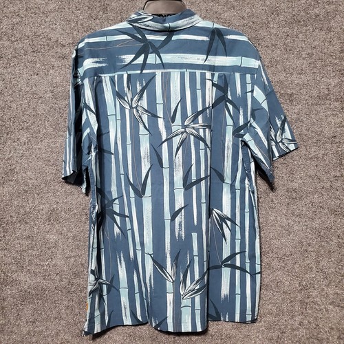 Camisa Quiksilver Waterman Hombres Grande Azul Bambú Cala Hawaiana Ajuste Cómodo Nueva - Imagen 8 de 12