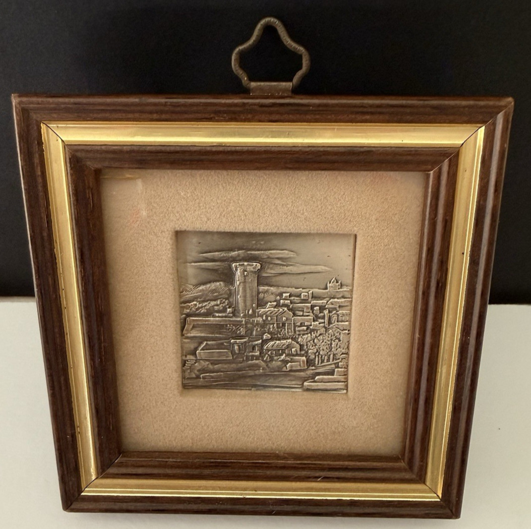VTG 925 Silver Miniature Framed 3D Embossed Art by Rizzo Orignal Stickers Italy
