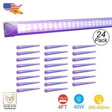24 Pack Led Black Light UV Bar 4FT 40W with US Plug Easy Installation Glow Part