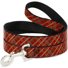 Dog Leash 6-FEET Tartan Plaid2 Red/Green/Yellow WIDE 1.5"