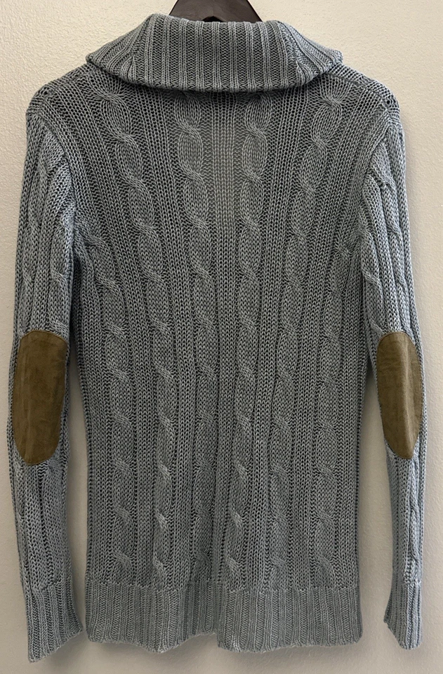 Cardigã Ralph Lauren BLUE LABEL cabo linho camurça cotovelo patch tamanho M - Imagem 2 de 4