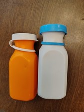 Vintage Fisher Price White Milk and Orange Juice Bottles Pretend kitchen food
