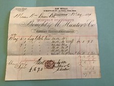 U.K. Glasgow M Hunter & Co Saw Mills Timber Merchants 1890 Receipt R42634