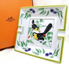 Hermes Paris posacenere porcellana cambio sigari vassoio piatto tucano uccellino con scatola mai usato