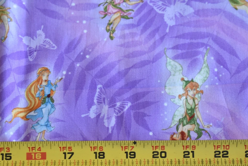 18" Long, Disney Fairies & Butterflies on Lavender Quilt Cotton, Springs, N3423 - Image 2 of 4