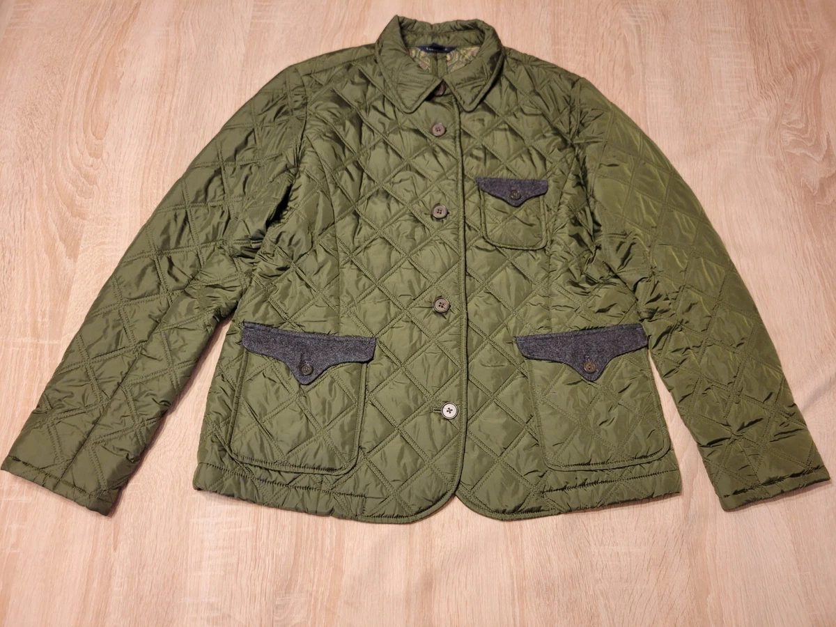 Lands End Hunter Green Quilted Jacket Size M Womens 10 12