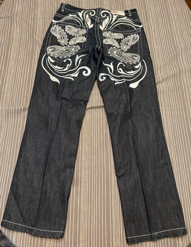 Vintage Rare Red Ape Men's Embroidered Paisley Jeans Size 34 - Picture 6 of 9