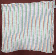 Carter's Muslin Baby Blanket Blue Orange Green Yellow Grey White Stripes Cotton
