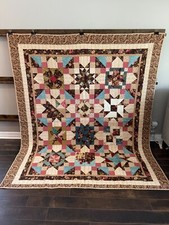Handmade Pieced and Quilted Patchwork Quilt 76" x 90" Twin